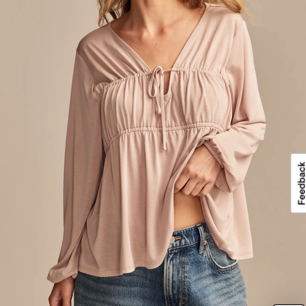 Lucky Brand Light Pink V-Neck Blouse
